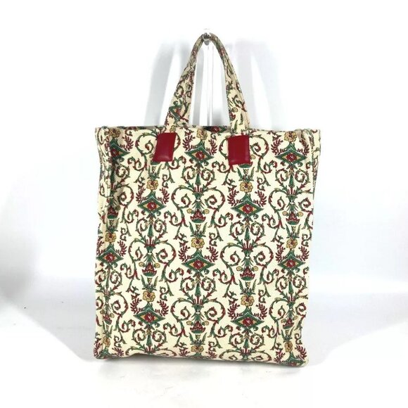 GUCCI GARDEN Shoulder Bag Shoulder Bag Tote Bag Canvas Beige/Red - Picture 10 of 13